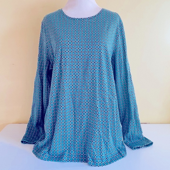 Croft & Barrow XXL Classic Long Sleeve Tee Shirt, Top, Blouse, Geometric Print - Picture 2 of 8